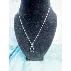 White Ice  Designer Sterling Silver & Diamonds Minimalist Necklace New in Box